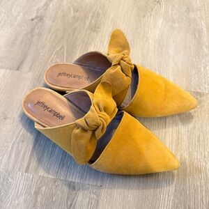 Jeffrey Campbell Mustard Suede Mules with Bow
